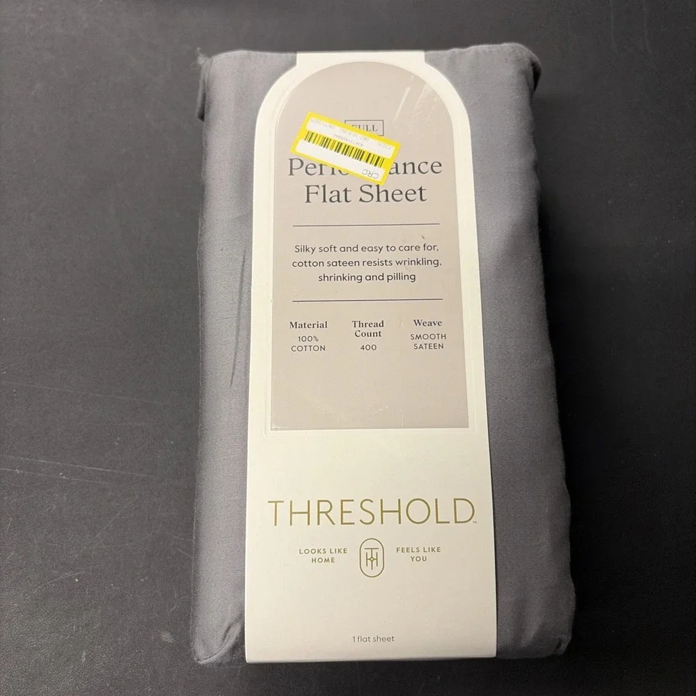 Full 400 Thread Count Performance Flat Sheet Dark Gray Threshold: Cotton 20530